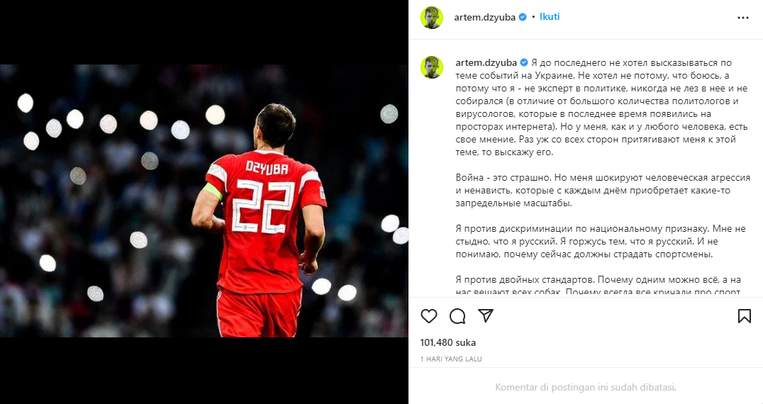 Postingan Instagram Dzyuba