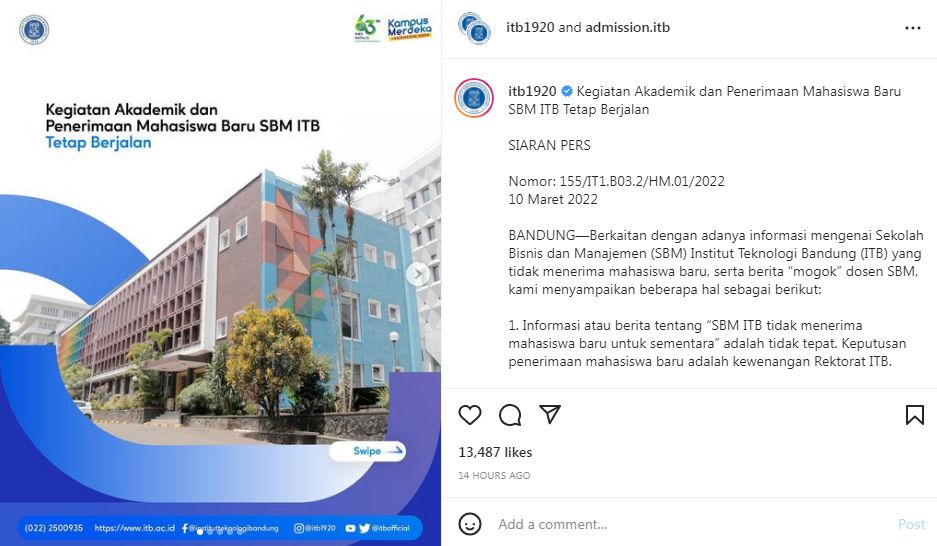 Meski Sedang Konflik, ITB Pastikan SBM Tetap Menerima Mahasiswa Baru 5 ITB