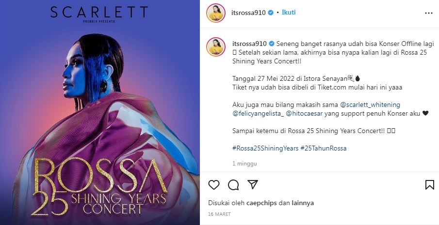 Rossa Gelar Tur Konser di 4 Kota untuk Rayakan 25 Tahun Berkarya 5 Rossa