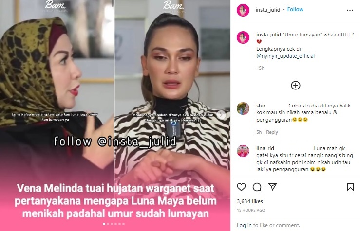 Unggahan video Venna Melinda dengan Luna Maya