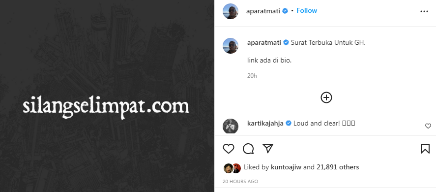 Surat terbuka Arian untuk Gofar Hilman