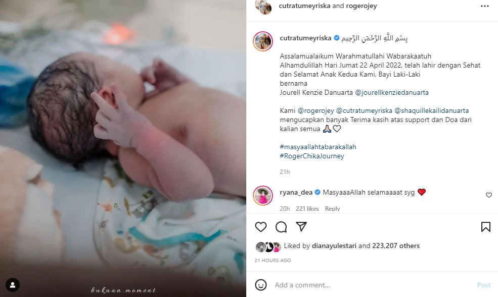 Cut Meyriska melairkan anak kedua