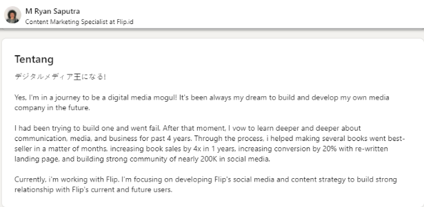 Kolom tentang linkedin