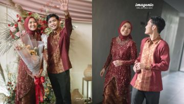 Detail Lamaran Bintang Emon dan Alca Octavia. Kompak Pakai Busana Nuansa Merah Marun