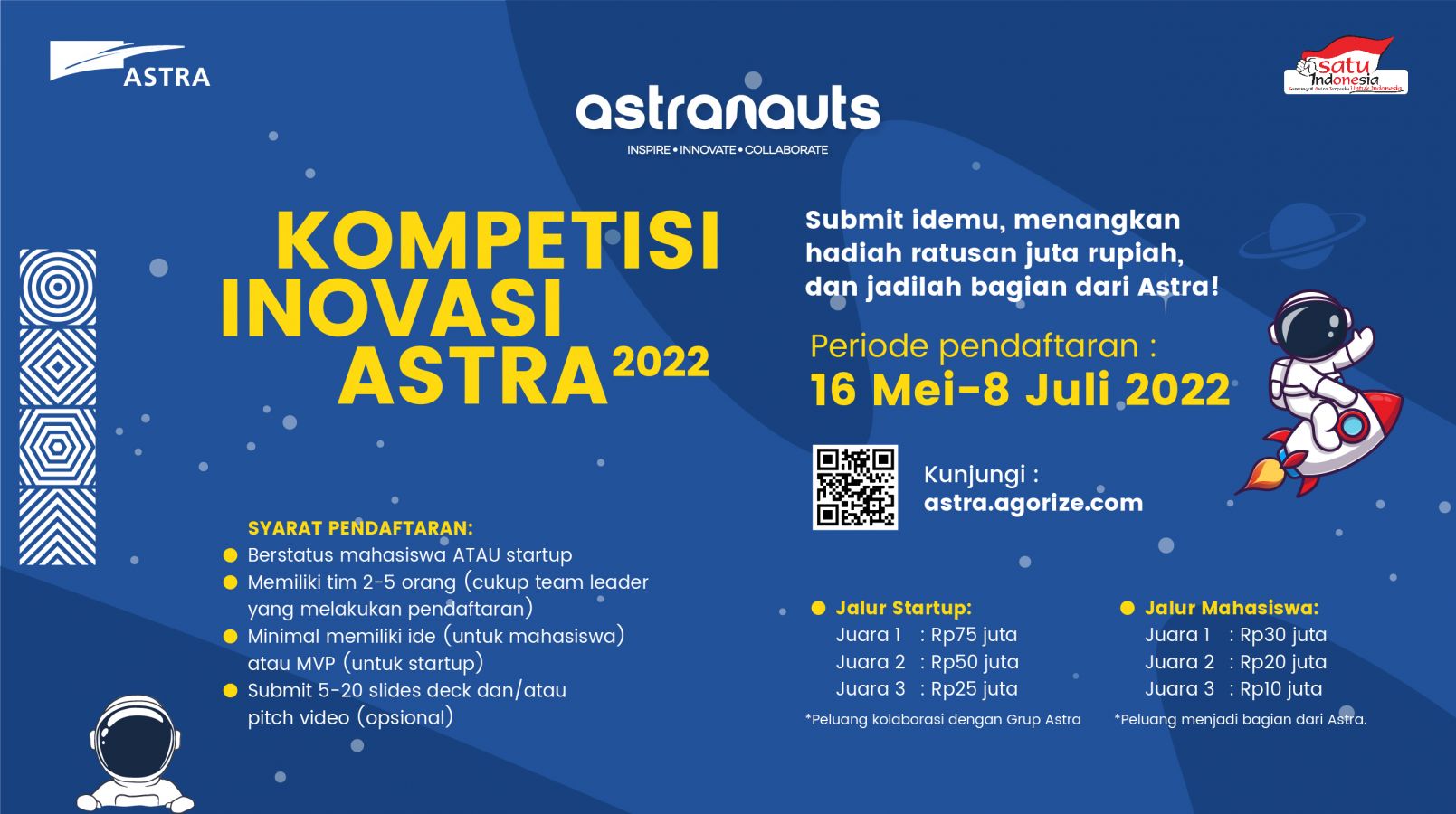Astranauts, Kompetisi Inovasi Digital Untuk Mahasiswa dan Startup dibuka Sampai 8 Juli 2022