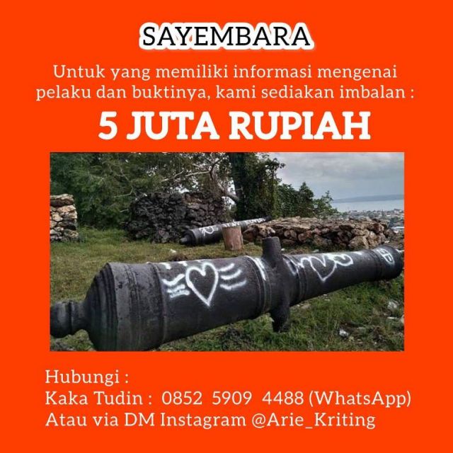Arie Kriting Temukan Pelaku Vandalisme di Situs Bersejarah Lewat Sayembara
