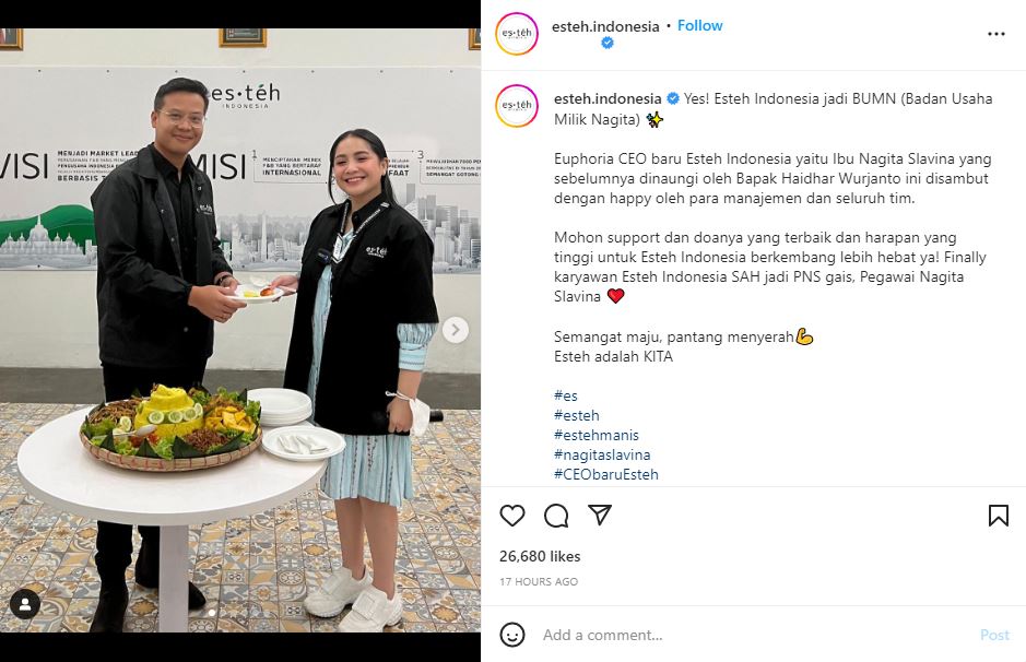 Nagita Slavina jadi CEO Esteh Indonesia