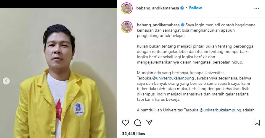 Andika Kangen Band lanjut kuliah