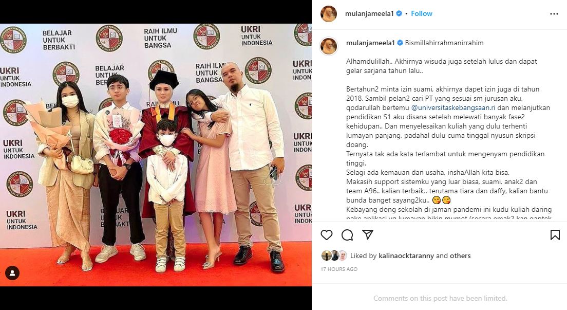 Mulan Jameela wisuda s1