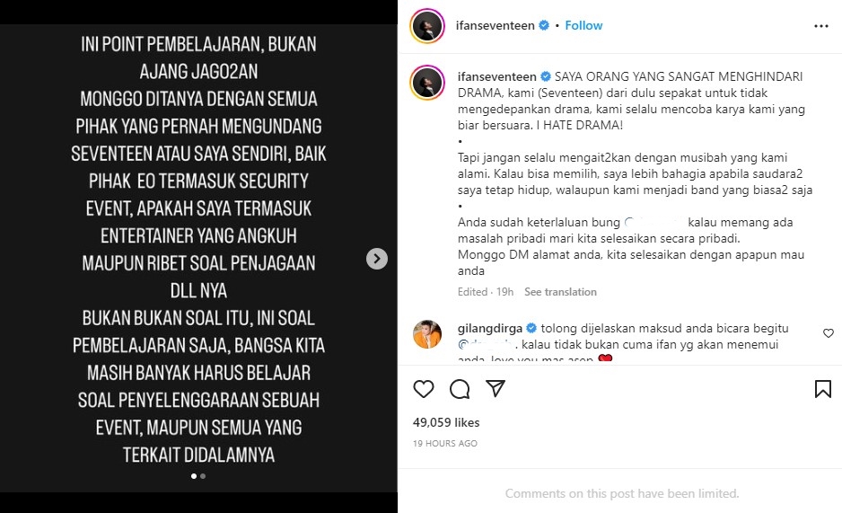 Warganet yang menyinggung bencana gempa dan tsunami