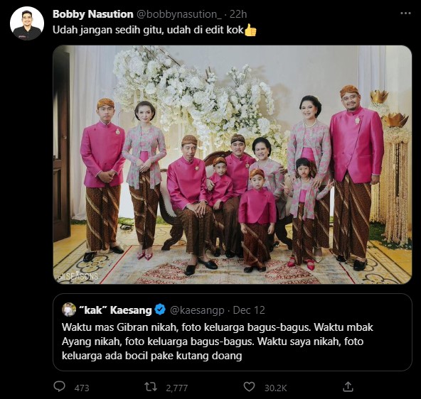 Bobby Nasution edit foto keluarga