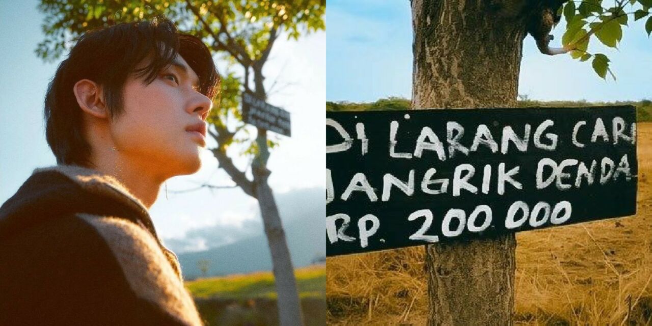 Viral Foto Yeonjun TXT Pose di Dekat Papan Larangan Cari Jangkrik di Indonesia