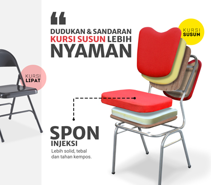 Kursi Susun dengan Spon Lebih Tebal