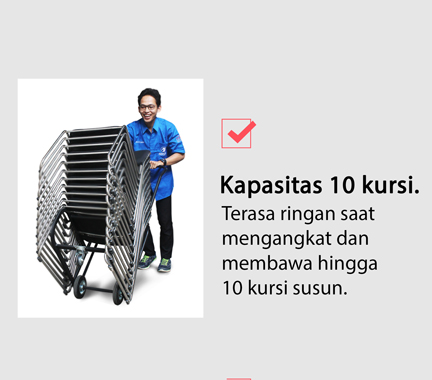 Memindahkan Kursi Susun dengan Troli