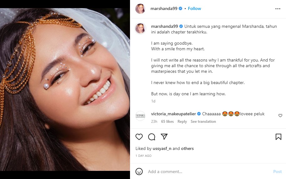 Marshanda ungkap pesan perpisahan