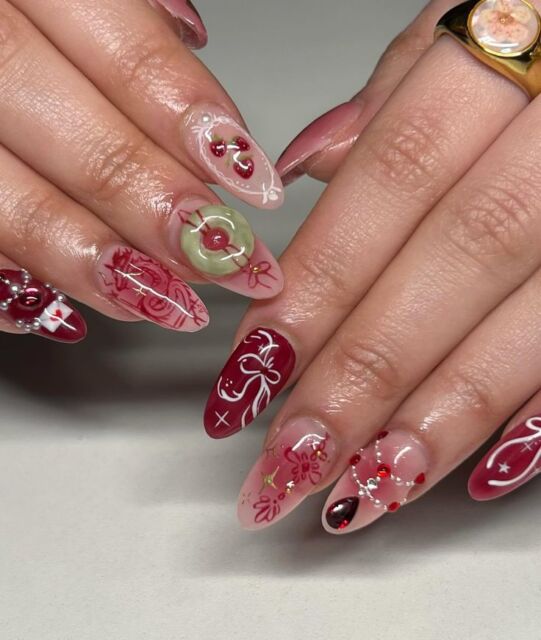 contoh nail art 3d tema imlek