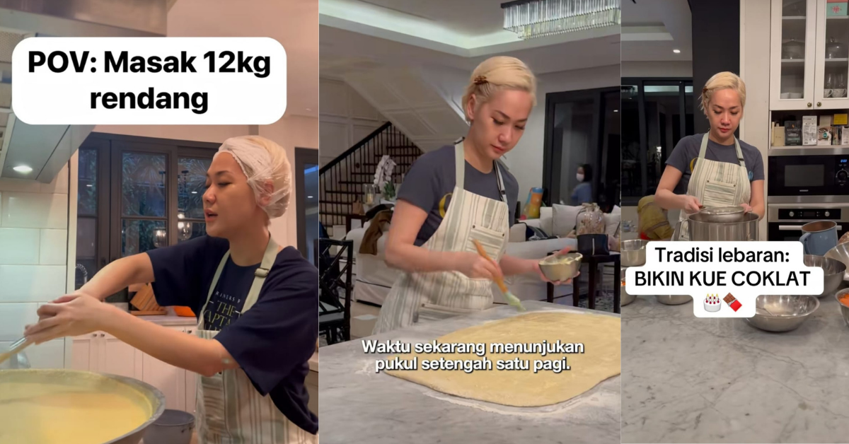Lebaran, BCL sedang memasak