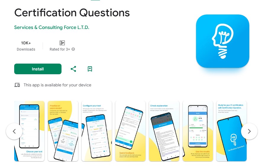 certification exam mobile app