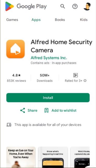 aplikasi cctv wifi alfred home security camera