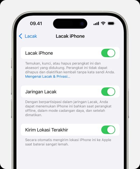 wajib aktifkan find my Iphone
