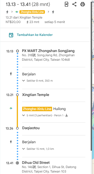 Tutorial naik MRT Taiwan dengan Bantuan Google Maps 37 Tutorial naik MRT Taiwan dengan Bantuan Google Maps
