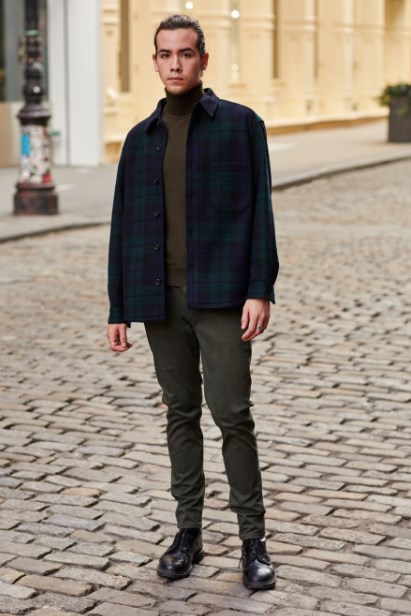 kombo kemeja flanel dan turtleneck