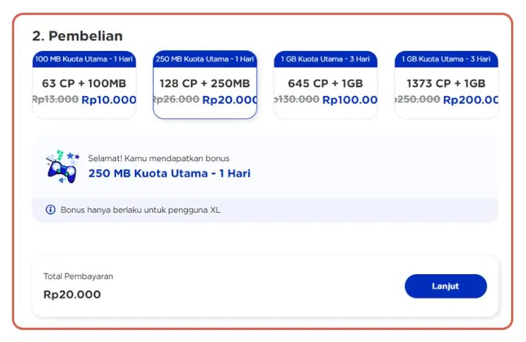 Pilih Nominal dan Jumlah Diamond