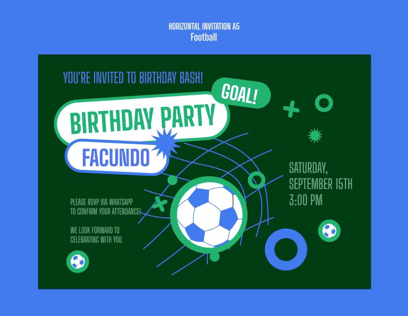 contoh undangan ulang tahun anak laki laki tema sepakbola