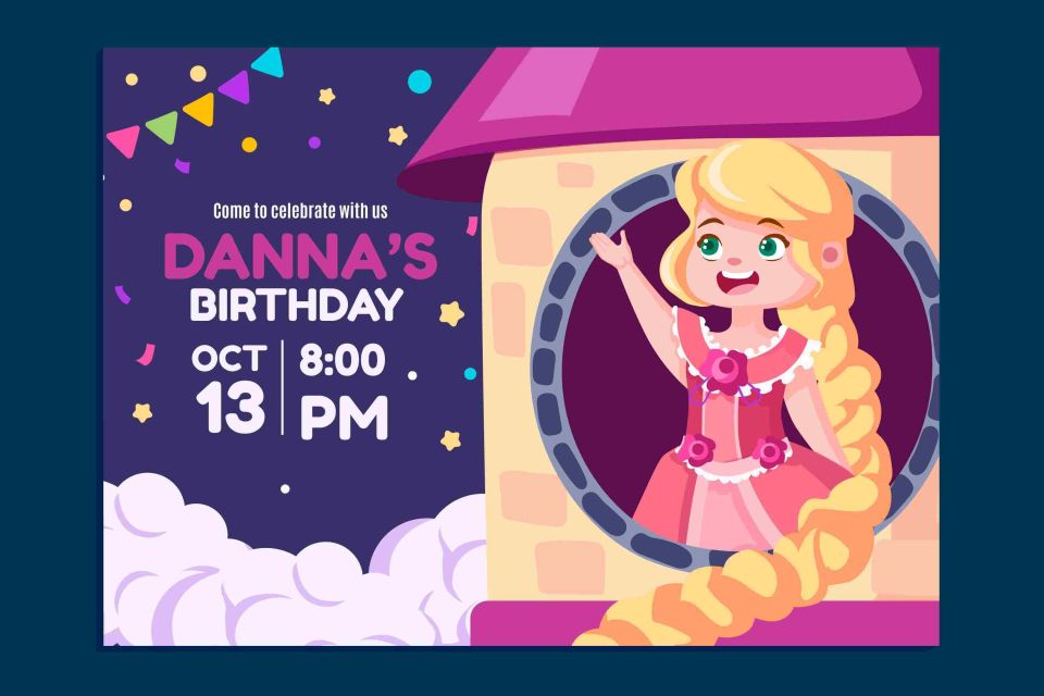 contoh undangan ulang tahun anak perempuan tema princess