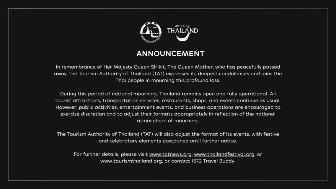 Thailand Umumkan Berkabung 1 Tahun, Turis Wajib Taati Peraturan Ini!