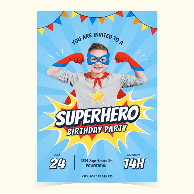 surat undangan ulang tahun anak tema superhero