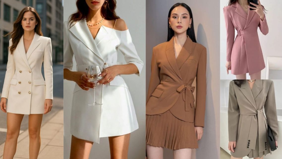 11 Inspirasi Christmas Outfit 2025: Gaya Natal Elegan yang Nggak Harus Merah dan Hijau! 31 Blazer dress Christmas outfit 2025.