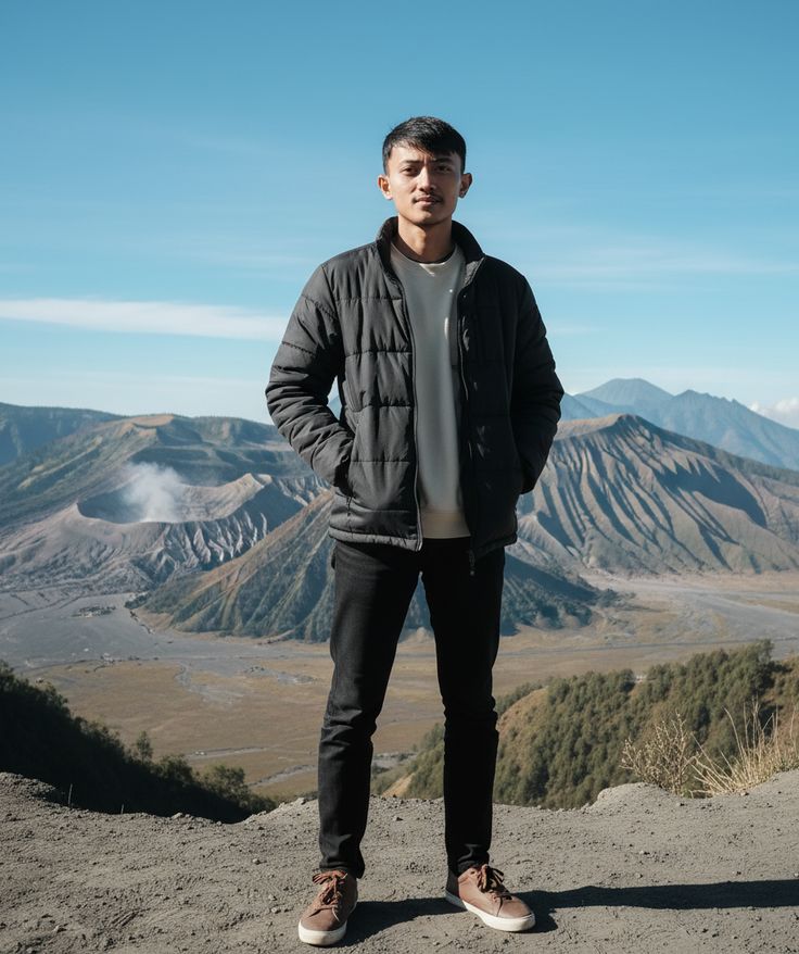8 Inspirasi Outfit ke Bromo yang Hangat, Tapi Tetap Stylish! 13 outfit ke bromo cowok jaket kulit