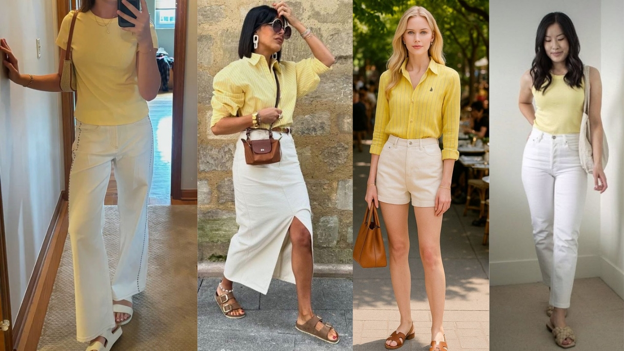 15 Inspirasi Outfit Cewek Kue Paling Playful & Aesthetic, Auto Makin Stand Out! 26 Atasan Baby Yellow + Jeans Putih