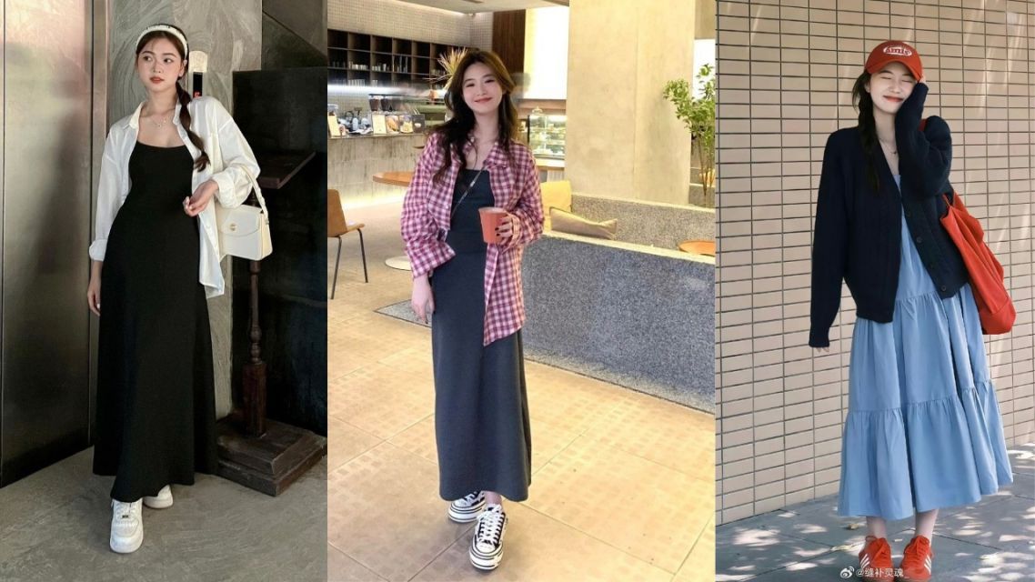 12 Ide Outfit Bukber Non Hijab yang Sopan & Tetap Stylish, Cocok buat Gen Z sampai Milenial 21 Long Outer + Sleveeless Dress