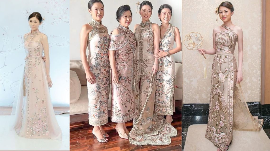 12 Inspirasi Cheongsam Modern Nggak Harus Merah Klasik, Tetap Meriah dan Bermakna 15 Cheongsam Brokat Transparan Layered