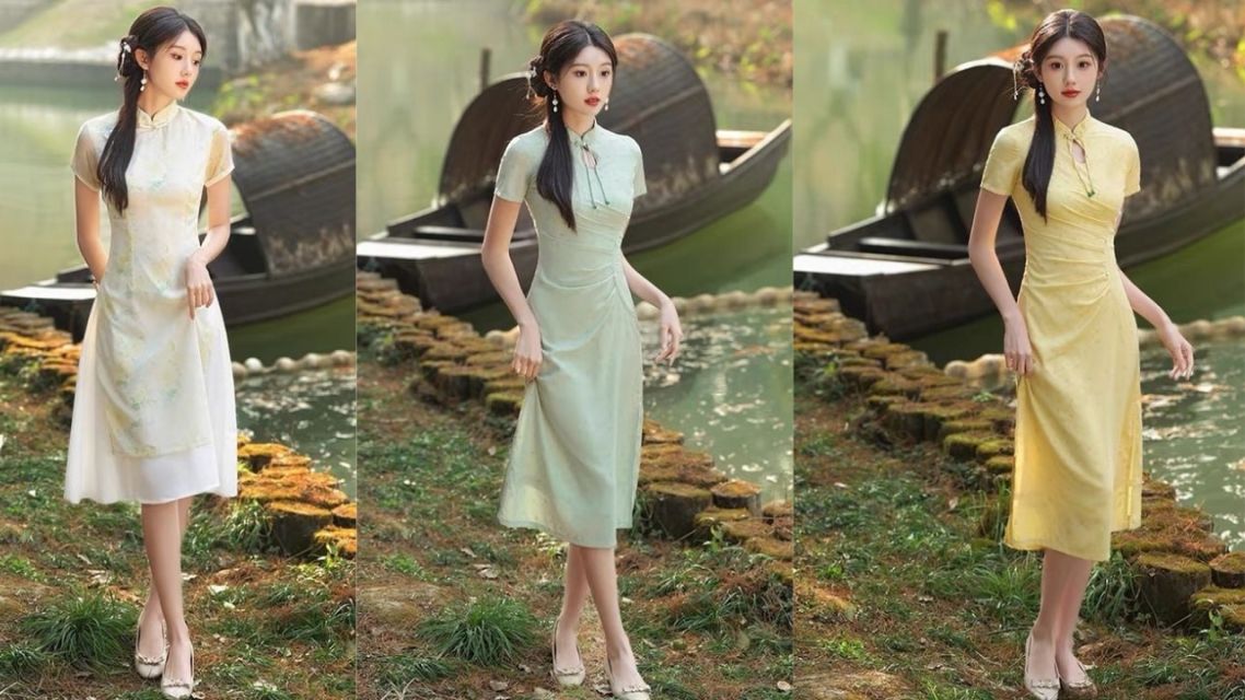 12 Inspirasi Cheongsam Modern Nggak Harus Merah Klasik, Tetap Meriah dan Bermakna 18 Cheongsam Midi Flowy Contemporary