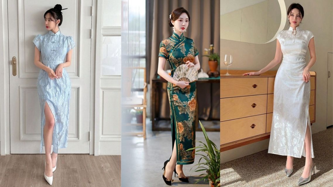 12 Inspirasi Cheongsam Modern Nggak Harus Merah Klasik, Tetap Meriah dan Bermakna 20 Cheongsam High Slit Elegan