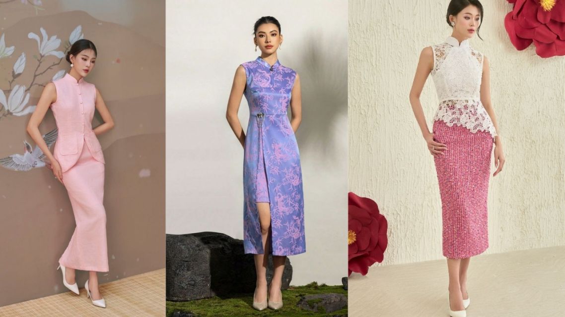 12 Inspirasi Cheongsam Modern Nggak Harus Merah Klasik, Tetap Meriah dan Bermakna 23 Cheongsam Modern Kerah Shanghai Minimal