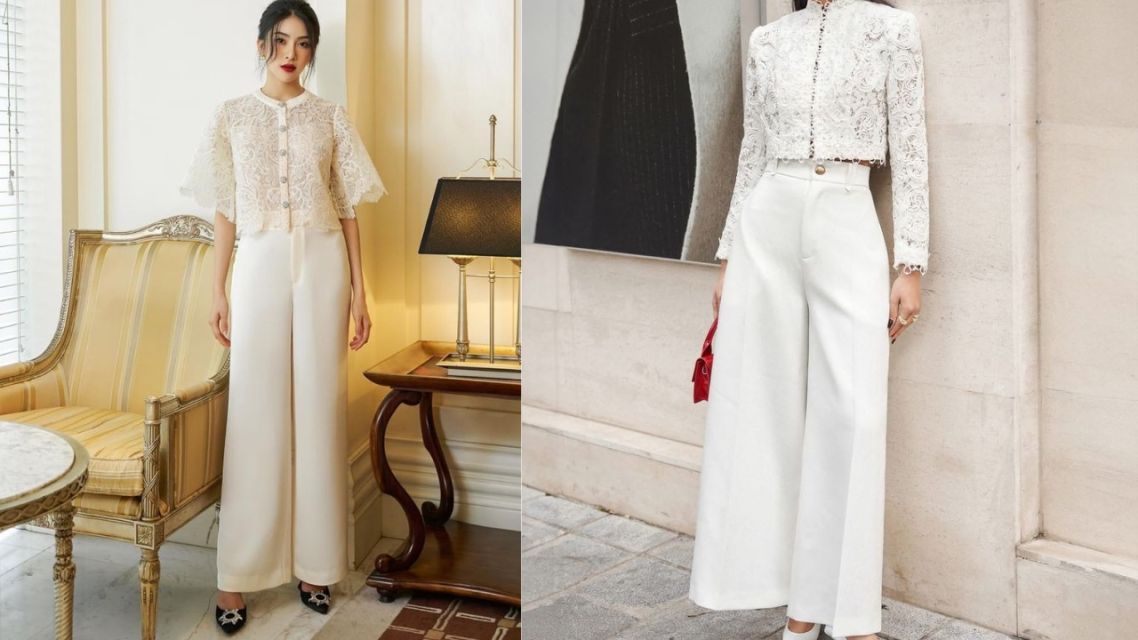 16 Inspirasi Outfit Imlek yang Modern & Elegan, Bikin Penampilan Makin Stand Out! 24 Crop Blouse Brokat + High Waist Pants