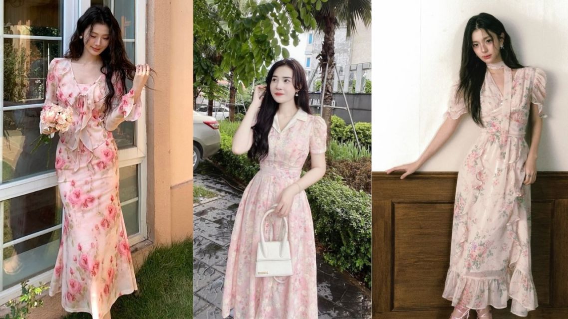 16 Inspirasi Outfit Imlek yang Modern & Elegan, Bikin Penampilan Makin Stand Out! 27 Dress Floral Soft Pink