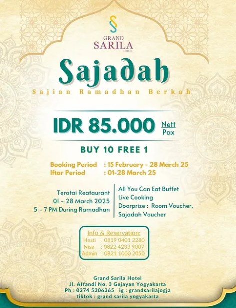 5 Paket Bukber Hotel Jogja All You Can Eat Murah 8 paket iftar grand sarila hotel jogja