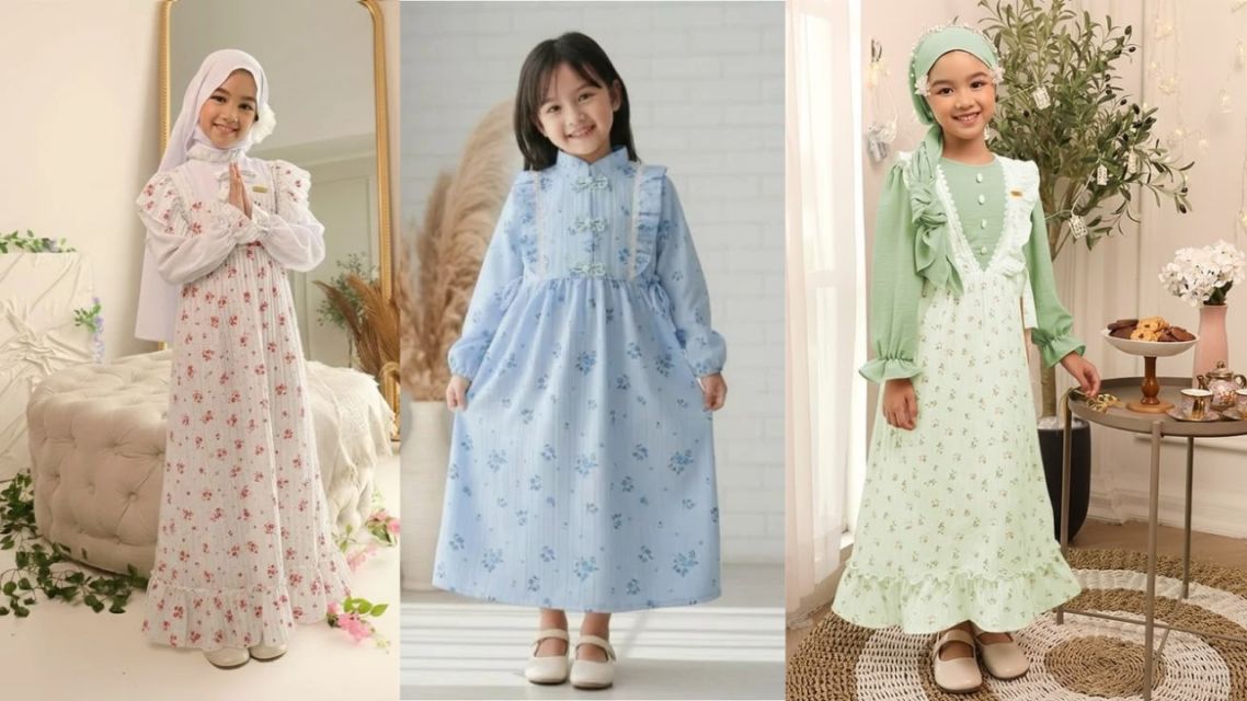 10 Baju Lebaran Anak Perempuan yang Cantik dan Stylish, Auto Si Kecil Jadi Pusat Perhatian 16 Gamis Motif Bunga yang Ceria