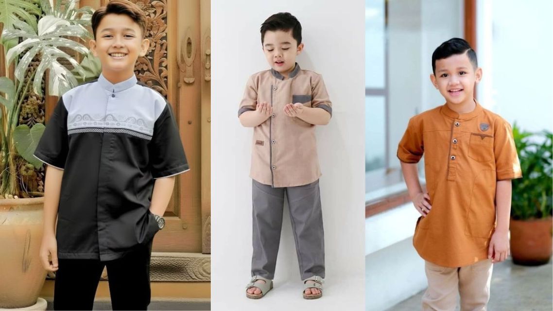 10 Baju Lebaran Anak Laki-Laki Stylish, Bikin Si Kecil Ganteng Maksimal 12 Baju Lebaran Anak Laki-Laki Baju Koko Modern dengan Cutting Minimalis