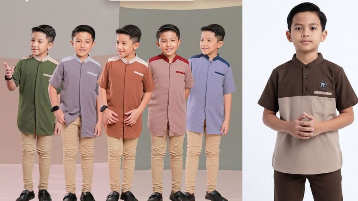10 Baju Lebaran Anak Laki-Laki Stylish, Bikin Si Kecil Ganteng Maksimal 14 Koko Two Tone yang Lebih Trendy-baju koko