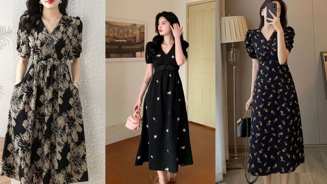 12 Inspirasi Outfit Jumat Agung Wanita yang Sopan dan Elegan Anti Saltum untuk Ibadah 18 Feminim Tenang – Dress Floral Gelap