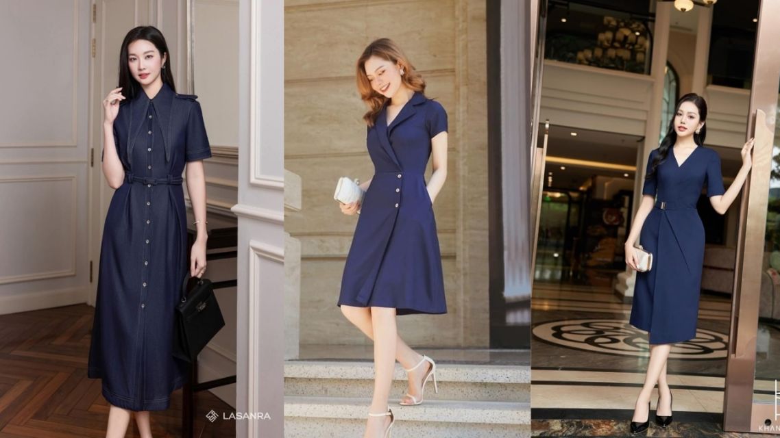 12 Inspirasi Outfit Jumat Agung Wanita yang Sopan dan Elegan Anti Saltum untuk Ibadah 22 Classic Look – Dress Navy