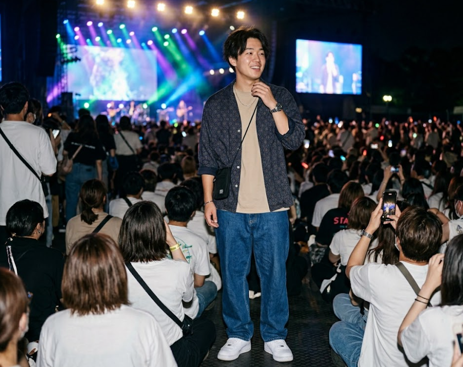 8 Inspirasi Outfit Nonton Konser Pria yang Stylish, Nyaman, dan Nggak Ribet 10 hipwee-Camp collar shirt + basic tee + loose jeans untuk nonton konser