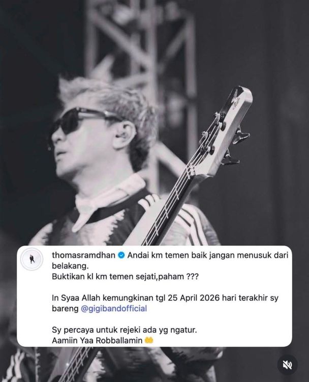 Bikin Geger! Thomas Ramdhan Isyaratkan Keluar dari GIGI, 25 April 2026 Panggung Terakhir? 8 hipwee-Unggahan Thomas Ramdhan