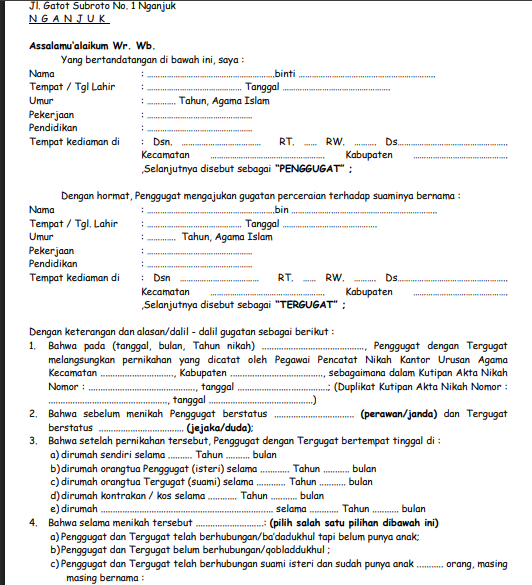 6 Contoh Surat Gugatan Cerai Istri kepada Suami, Lengkap dengan Formatnya! 22